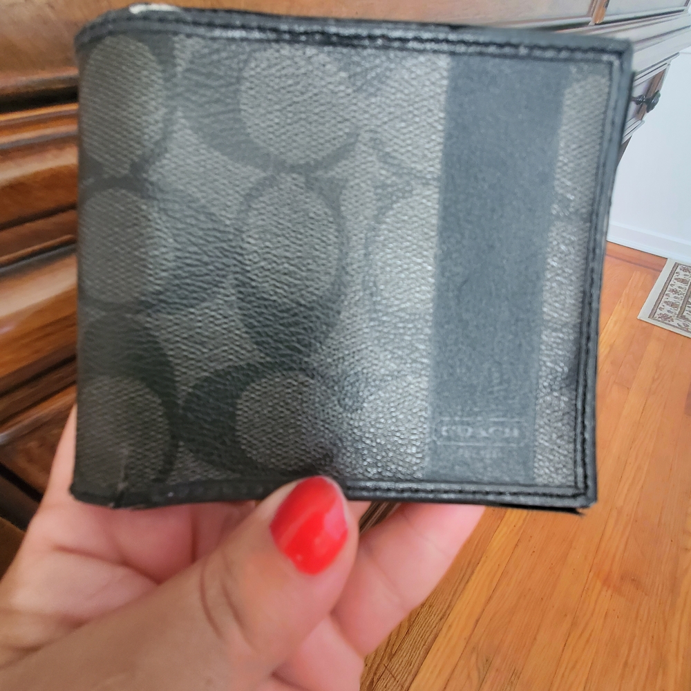Coach Black Signature Canvas Bifold Card Holder